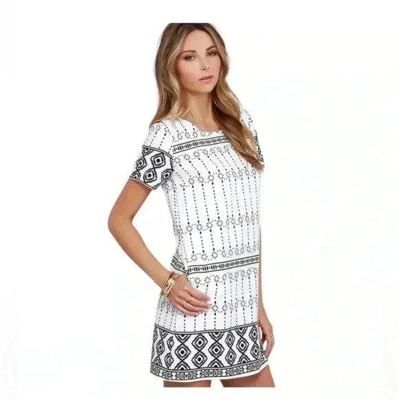 Dresses & Skirts - Lulu’s Graphic Price Black & White Shift Dress with Pockets